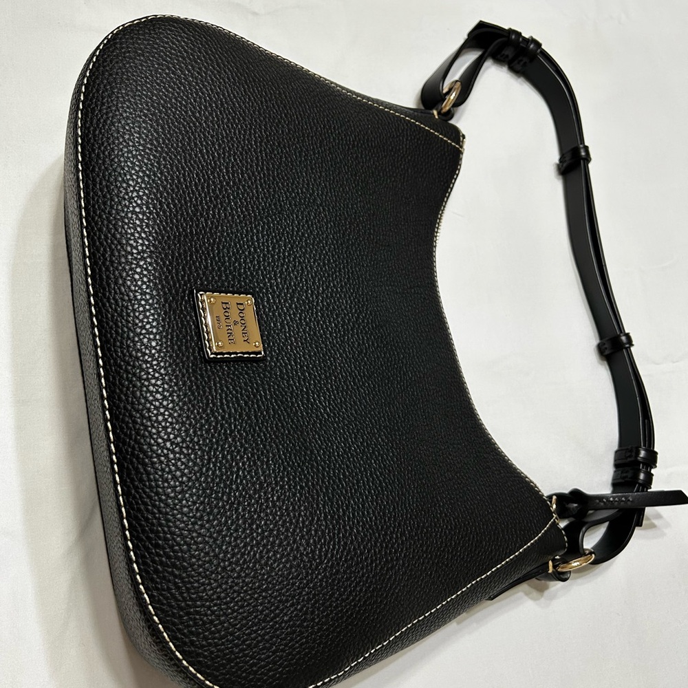 Dooney & Bourke Black Pebble Leather Shoulder Bag - Picture 3 of 10